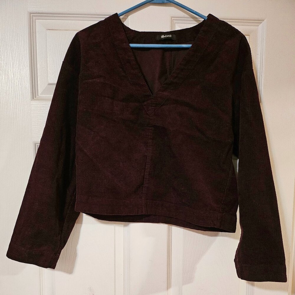 Madewell eggplant corduroy crop top